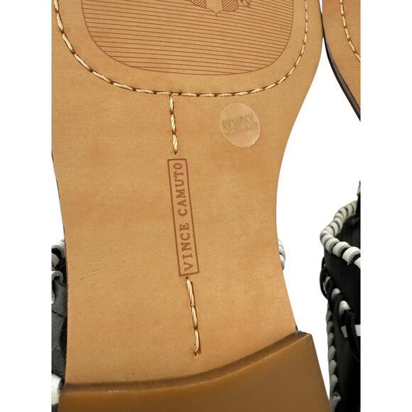 VINCE CAMUTO Rebeka Tassel Slingback Thong Sandal 5 1/2 Black & White Lthr NIB - Picture 7 of 10